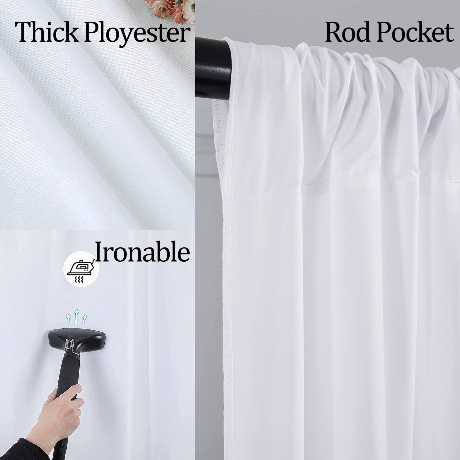 Htper 30ft x 10ft White Backdrop Curtain Panels for Parties, Thick Resistant …