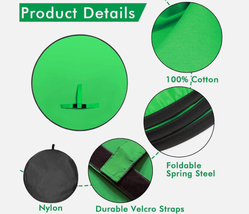 Portable 57″ Green Screen Chair with Double-Sided Backdrop for Streaming & Photo