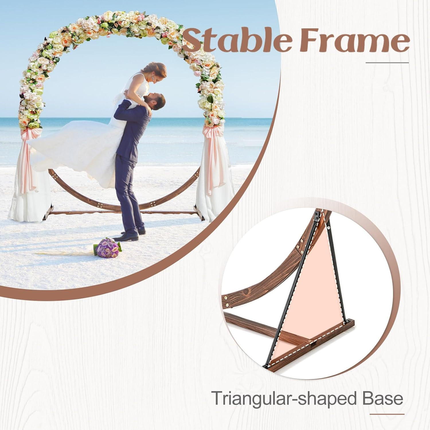Moccha Wedding Arch, 7.4 FT Wooden Arch Backdrop Stand, Outdoor Archway Pergola,