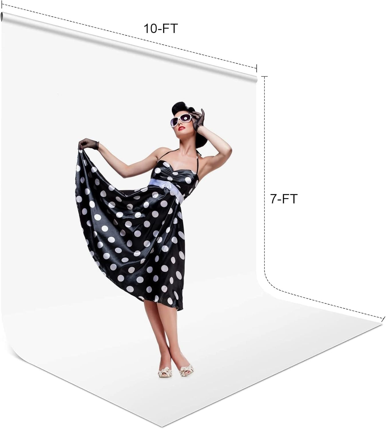 10 x 7 FT White Photography Backdrop, Non-Reflective Fabric for Photoshoots