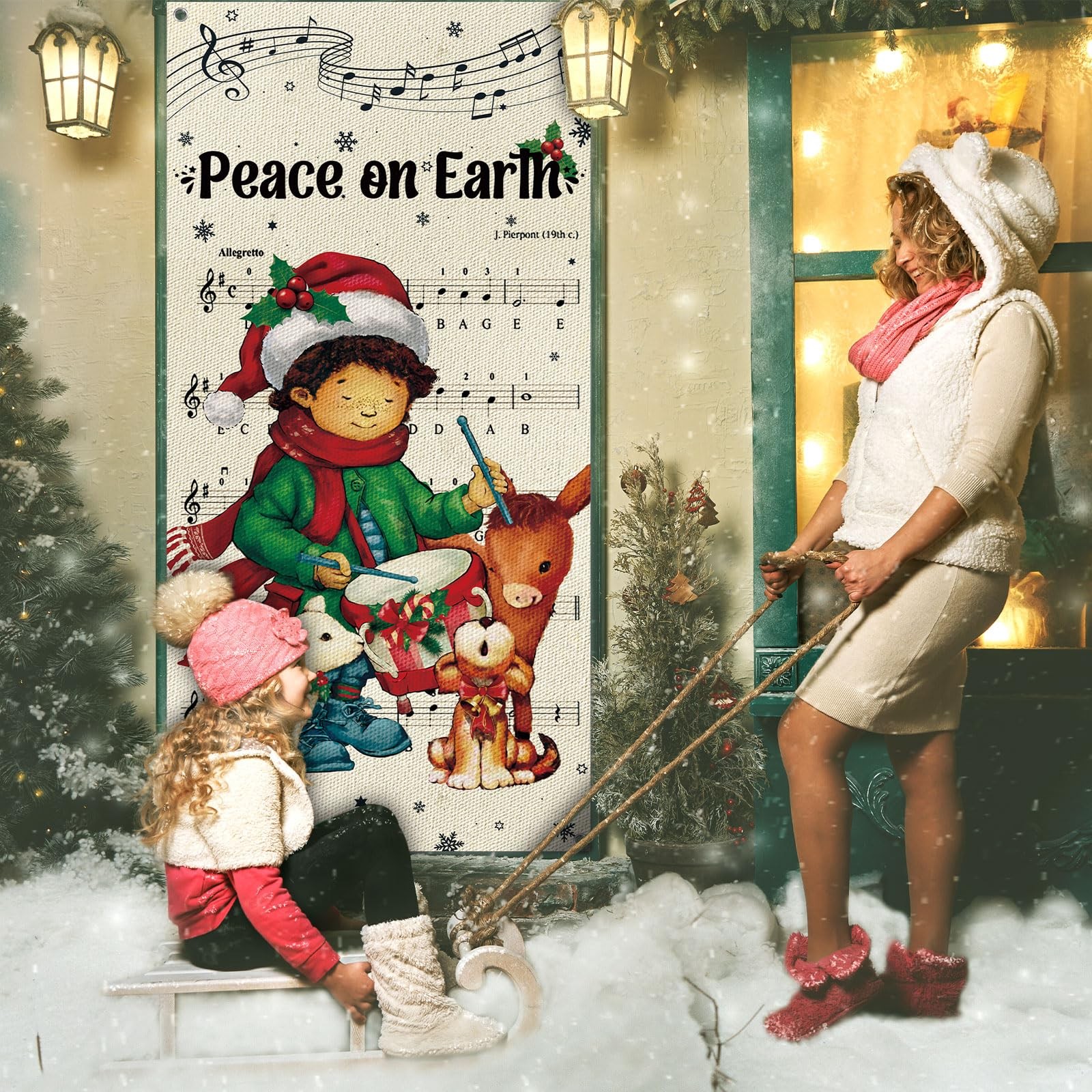 Tiamon Christmas Door Cover 70.9 x 35.4 inches, as shown in the picture
