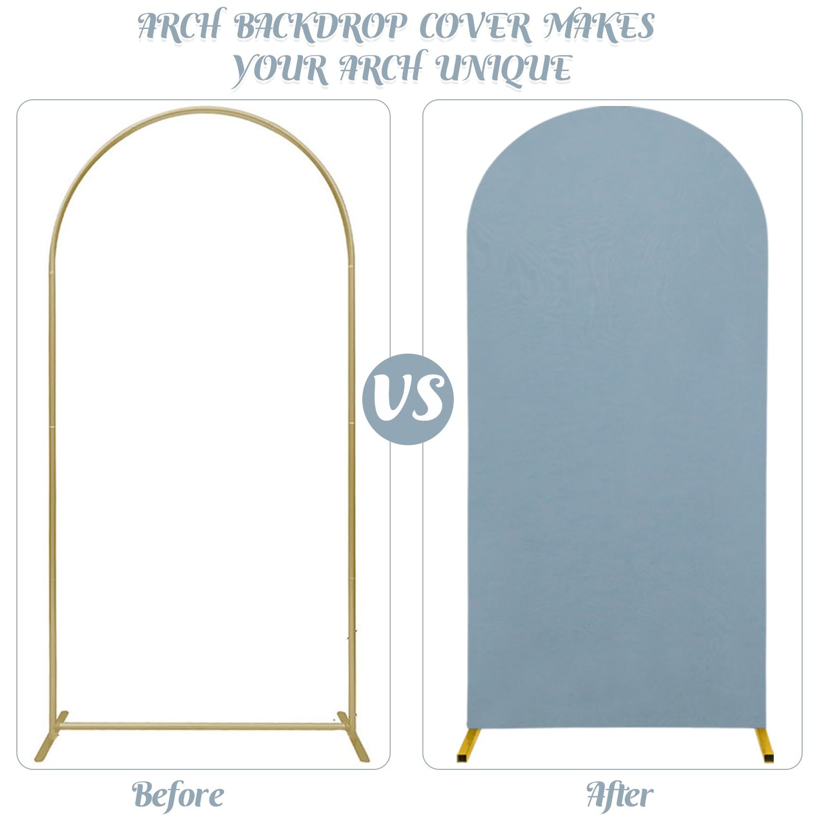 Set of 2 Wedding Arch Stand Cover Round Top Spandex Fitted Arch Cover for Bap…