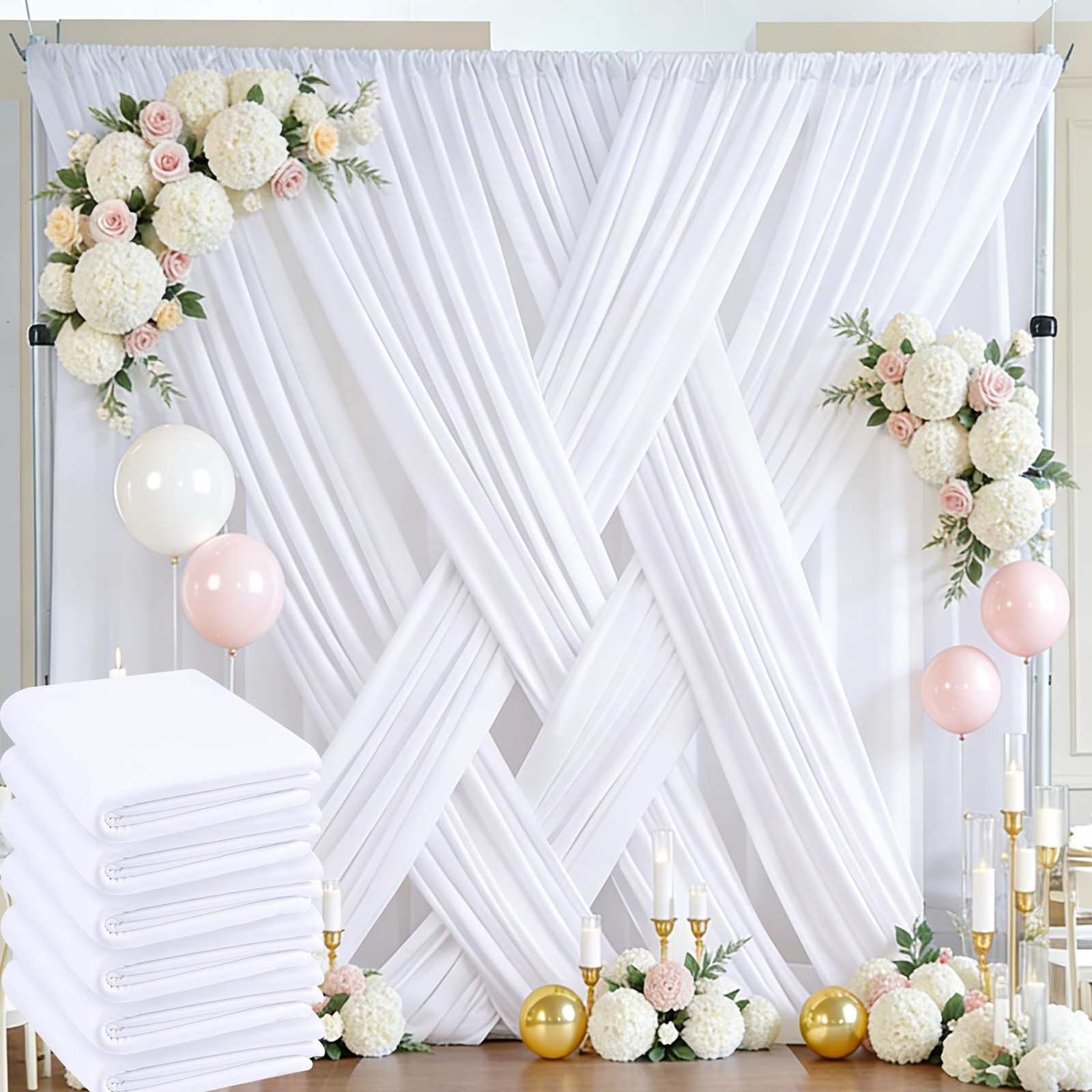 Htper 30ft x 10ft White Backdrop Curtain Panels for Parties, Thick Resistant …