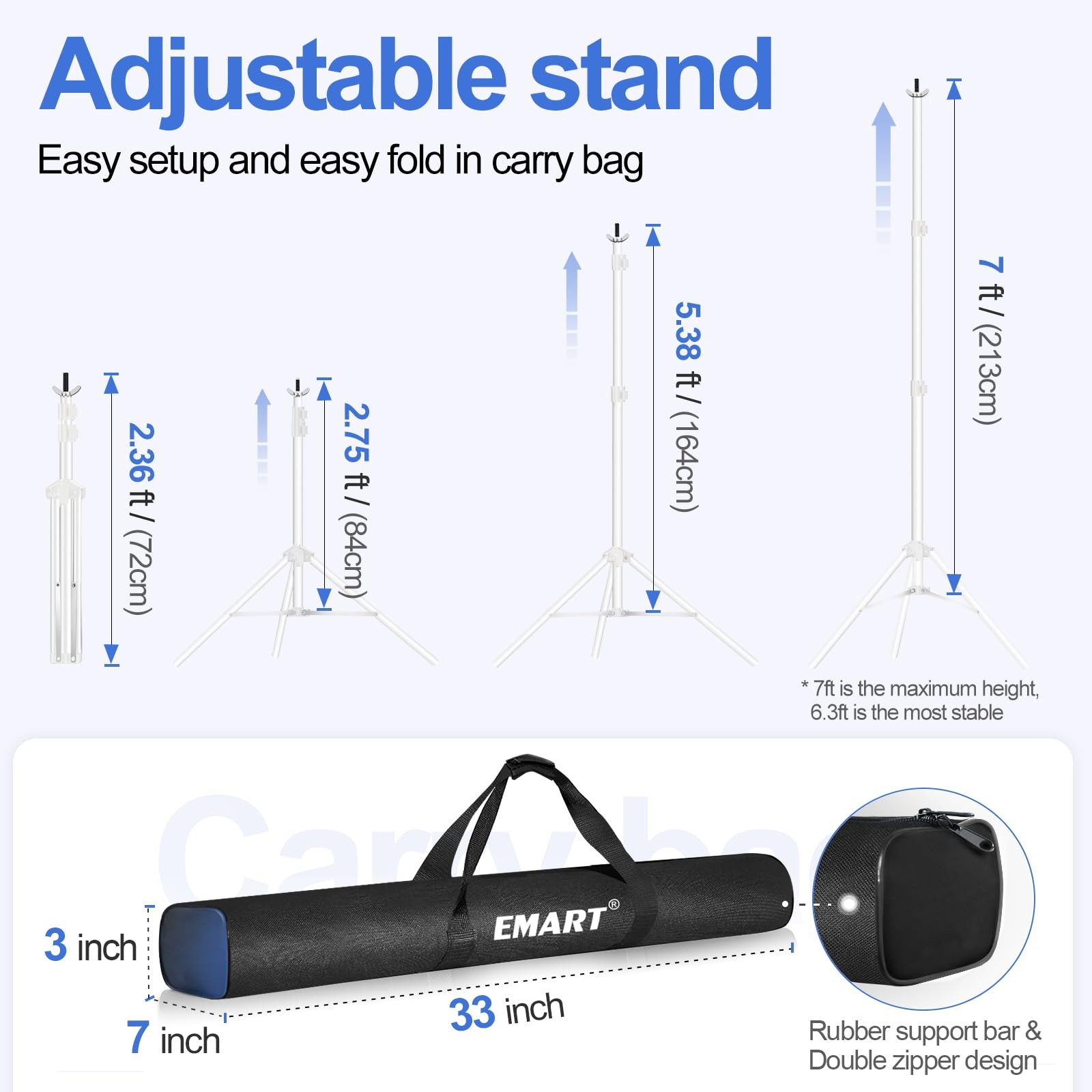 EMART Backdrop Stand 10x7ft(WxH) Photo Studio Adjustable Background Stand Sup…