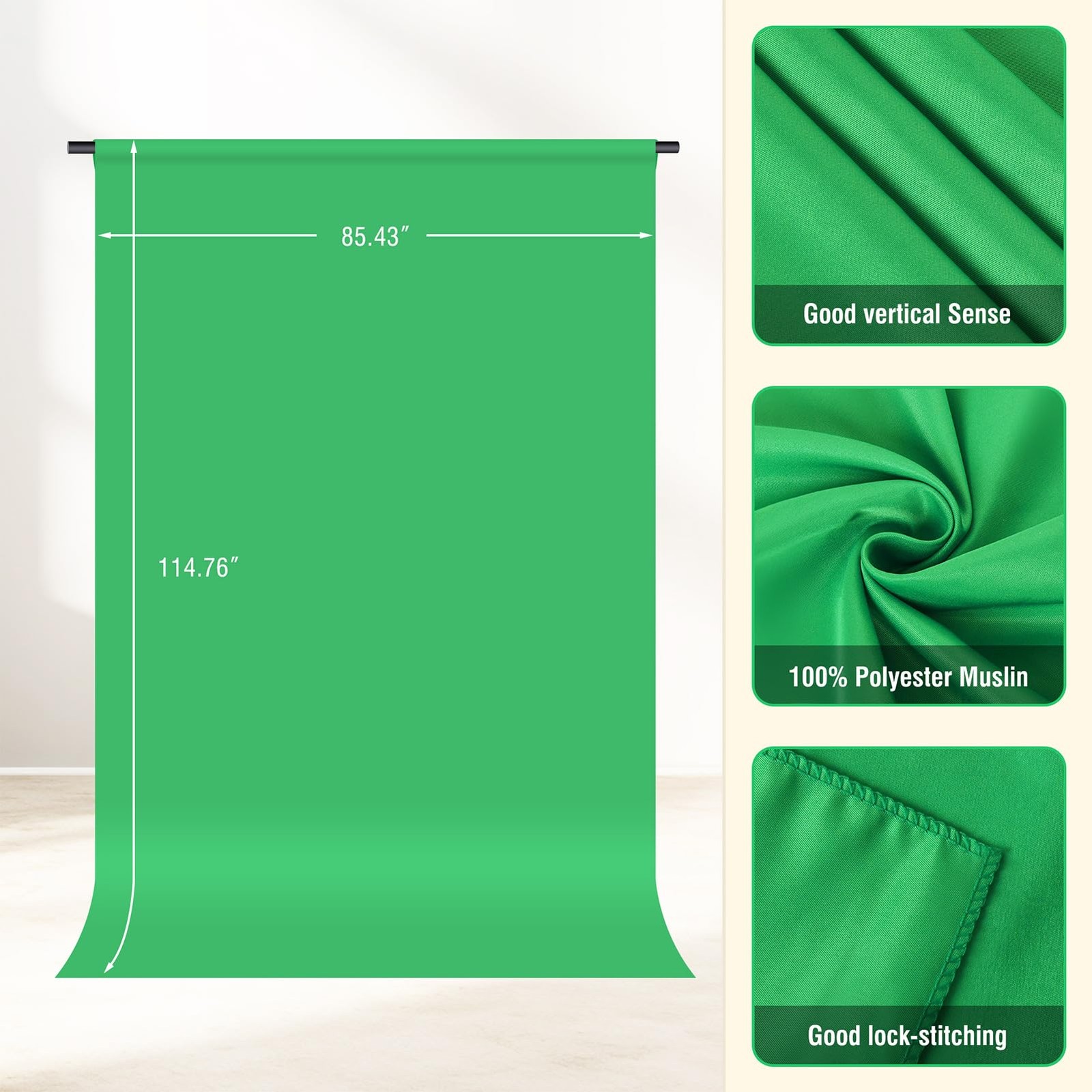 Green Screen Backdrop Kit with Stand, 8×7.2ft Portable GreenScreen Background…