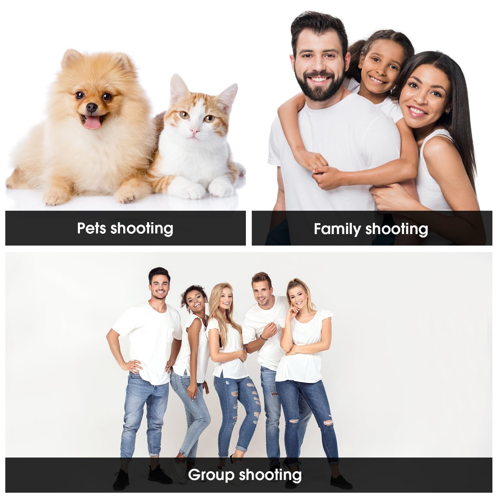 10x20ft White Backdrop for Photography, Dual-Size Dual-Pocket Design Photo Bo…