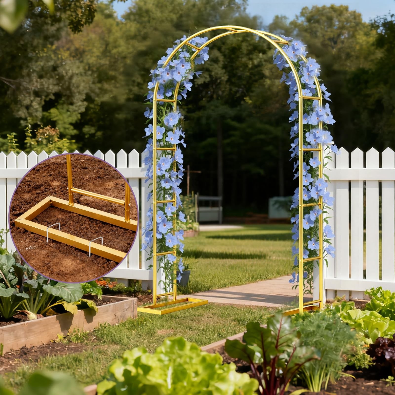 7.2FT Metal Garden Arch Trellis Arbor, Wedding Arch Stand with Steel Frame, M…