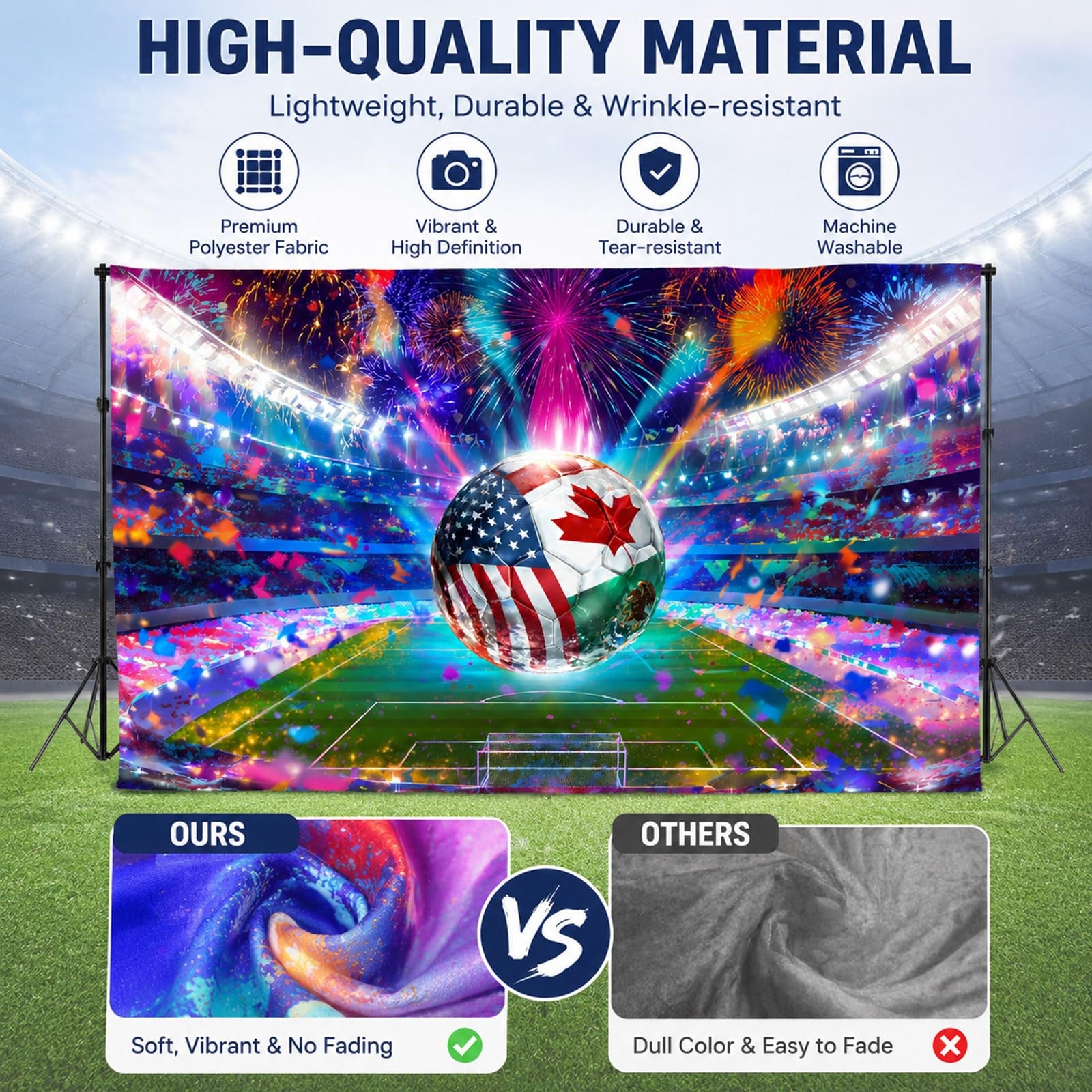 World Soccer Cup Photography Banner Backdrop, 2026 Football Trophy Match Spor…
