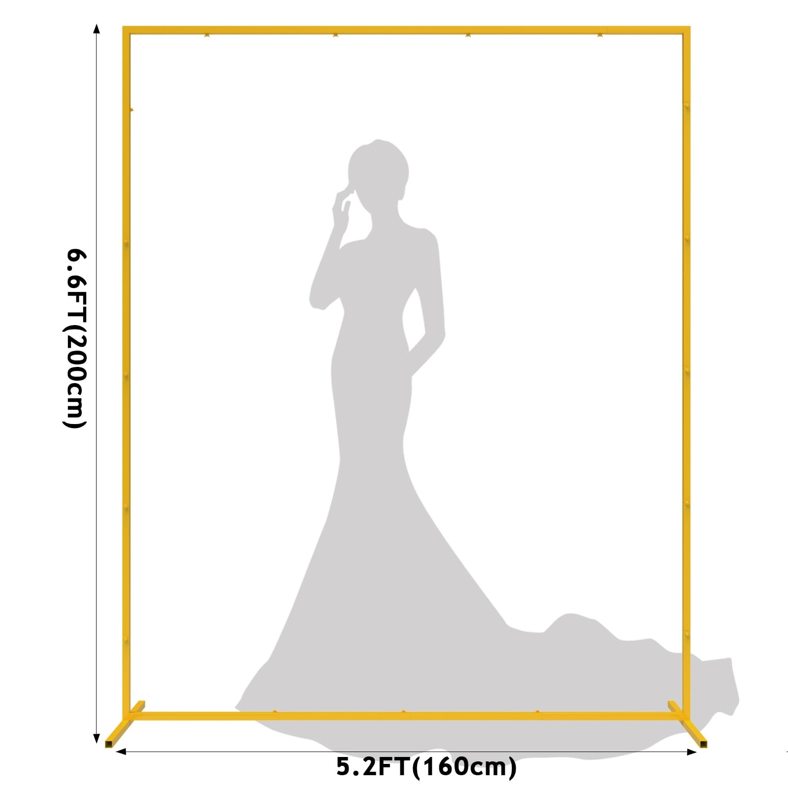 Backdrop Stand Square Wedding Arch 6.6FT x 5.2FT Gold Metal Balloon Arch Back…