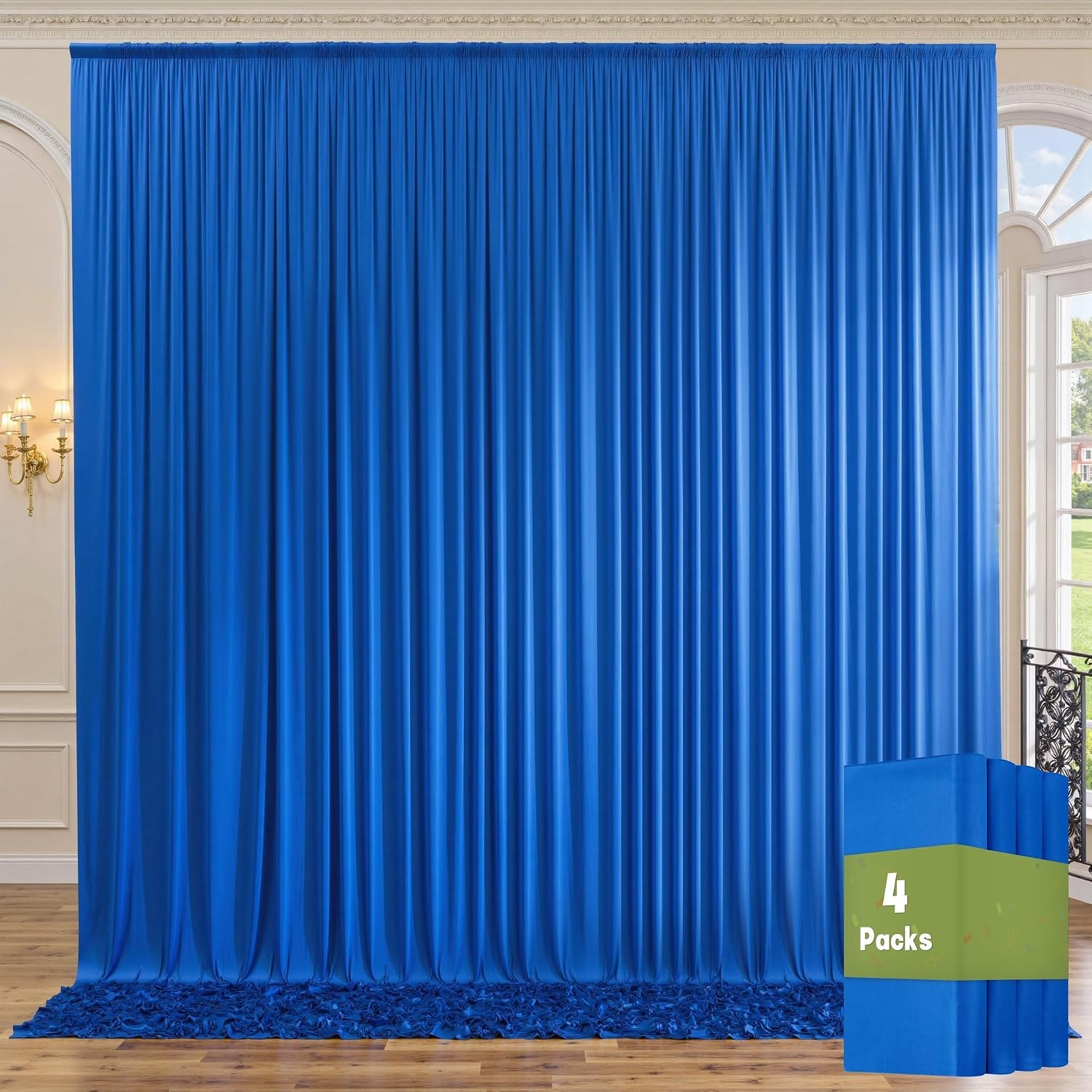 20ft x 10ft Wrinkle Free Black Backdrop Curtains Parties 4 Panels 5x10ft Silky