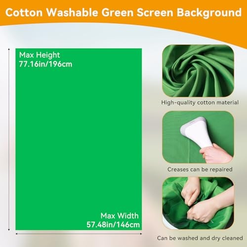Green Screen Backdrop Kit 6.5×5 ft Portable Chroma Key Background with T