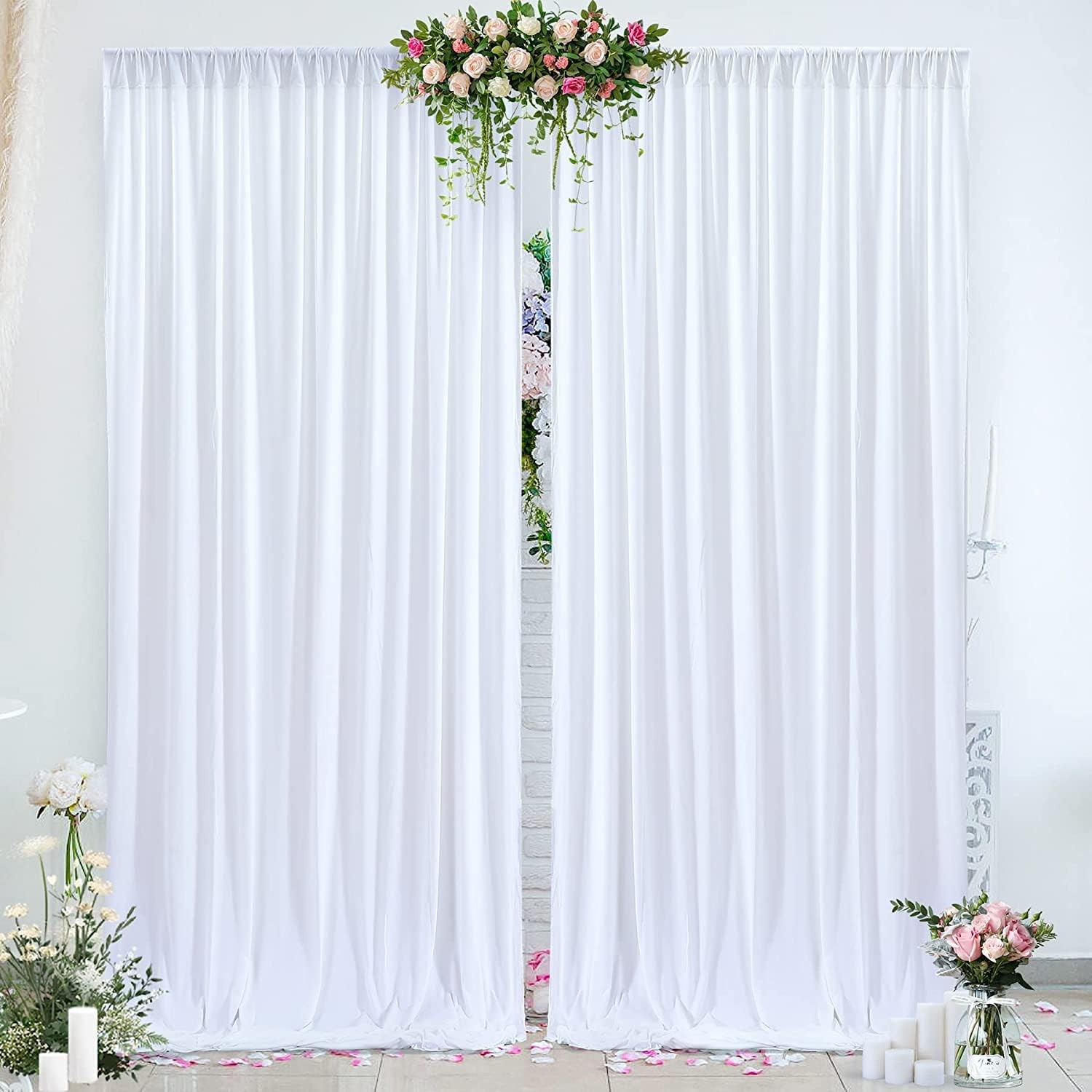 Htper 30ft x 10ft White Backdrop Curtain Panels for Parties, Thick Resistant …