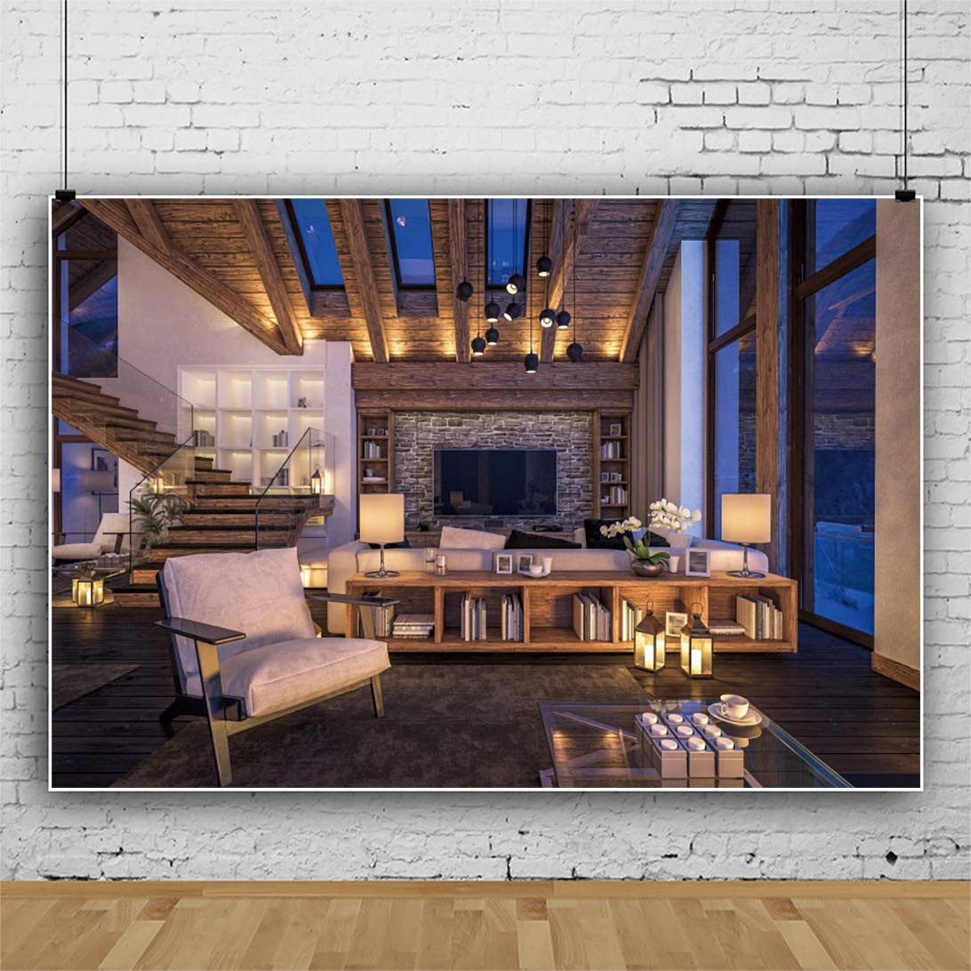 6.5x5ft Living Room Backdrop Zoom Meeting Video Modern Home Office Backdrop f