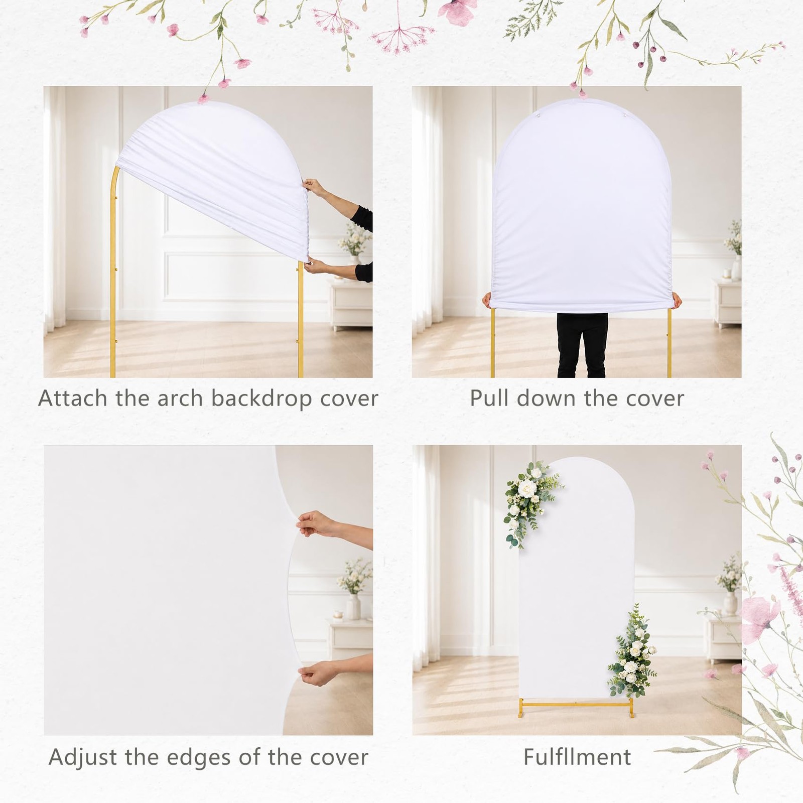 2 Pack Wedding Arch Backdrop Stand 6+7.2 FT, Heavy Duty Metal Arch Frame with…