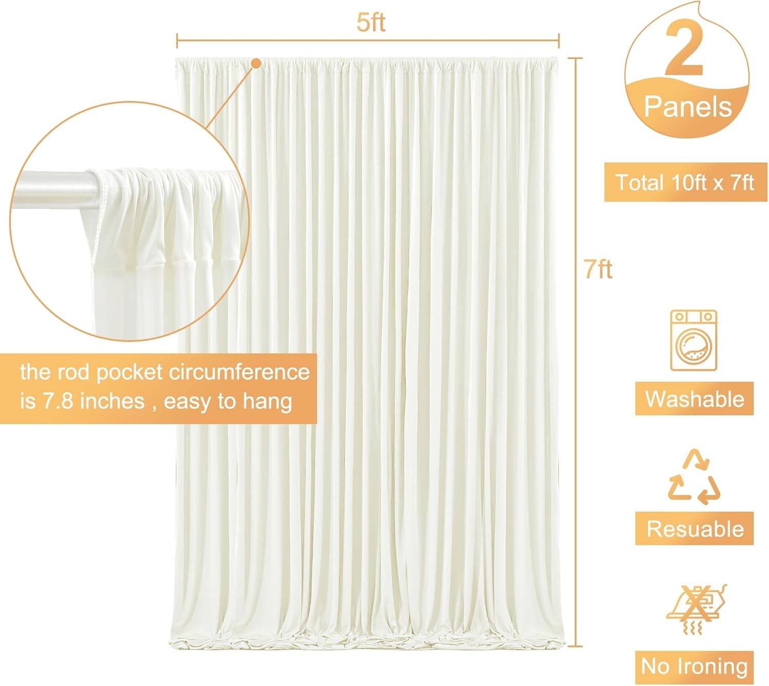 Ivory Backdrop Curtain for Wedding Parties Wrinkle Free Ivory Photo Curtains …