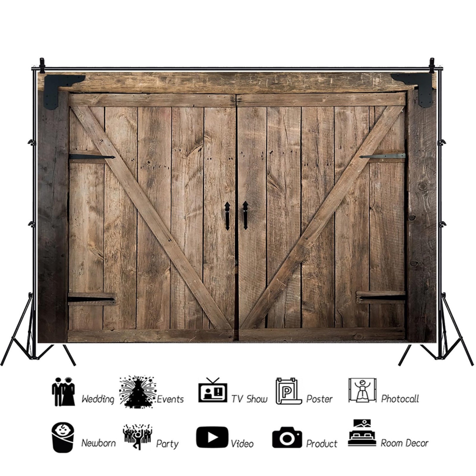7x5ft Rustic Brown Barn Door Backdrops for Photoshoot Old Wooden Door Western…