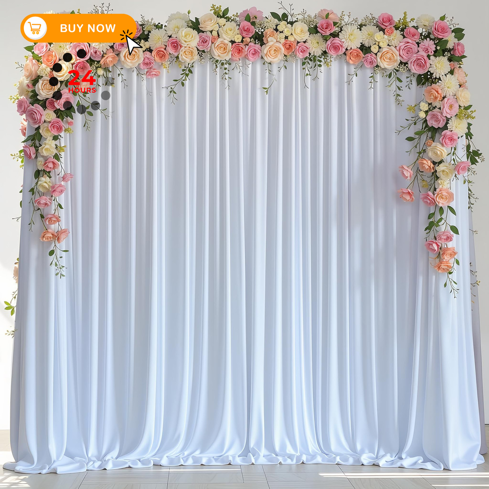 Wokceer White Backdrop Curtain for Wedding Parties 10x8FT 10FTx8FT,