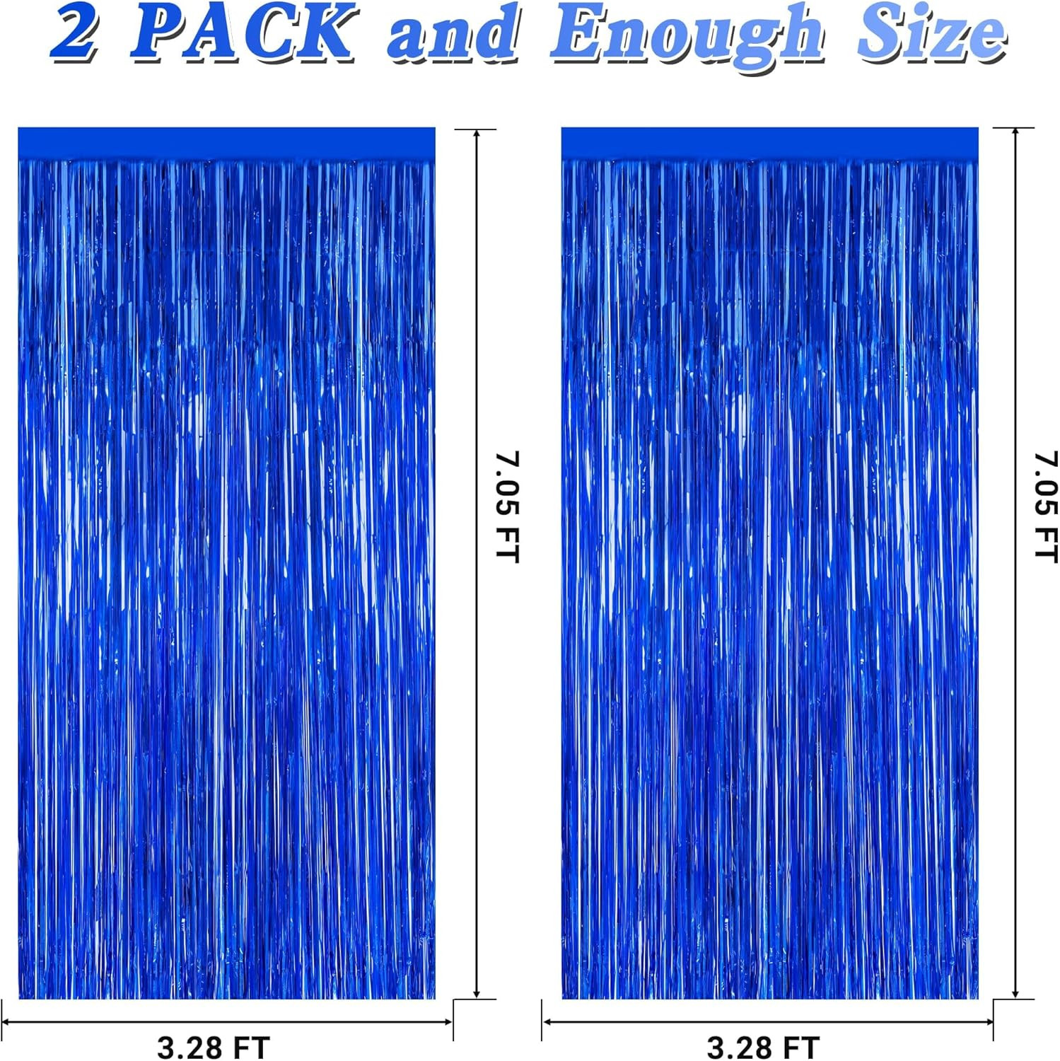 2 PCS Tinsel Backdrop Dark Blue Backdrop Curtains Metallic Fringe Party Curtains