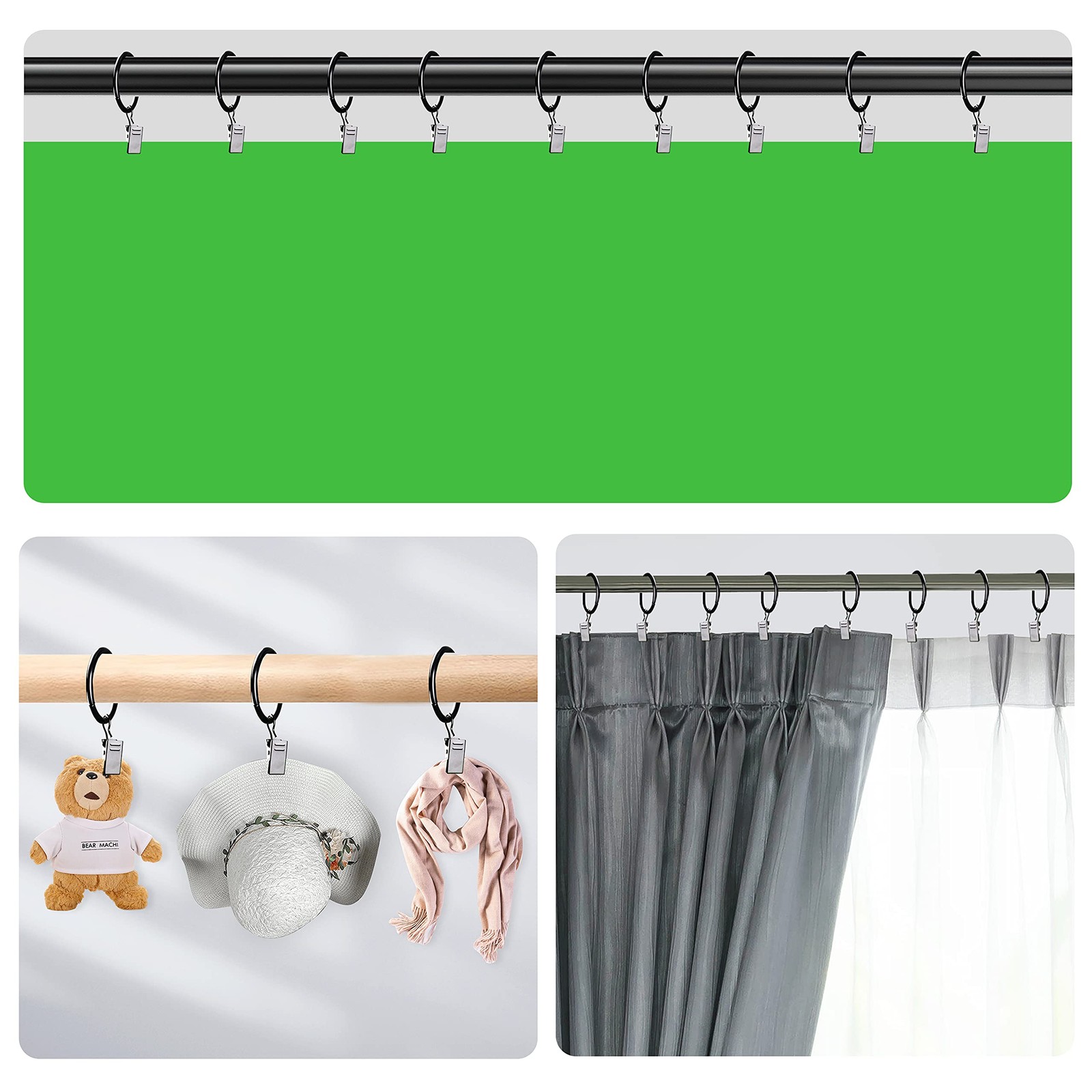 14 Pack Backdrop Clips Clamps Heavy Duty Spring Curtain Rings Holder Studio