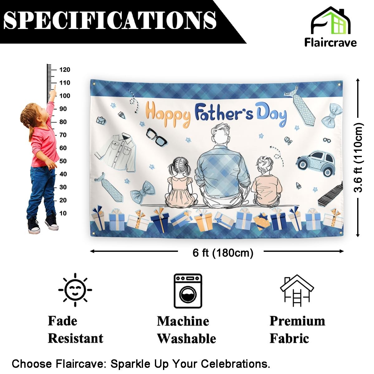 Father’s Day Banner Happy Fathers Day Backdrop Sign Best DAD Decor Happy Father’