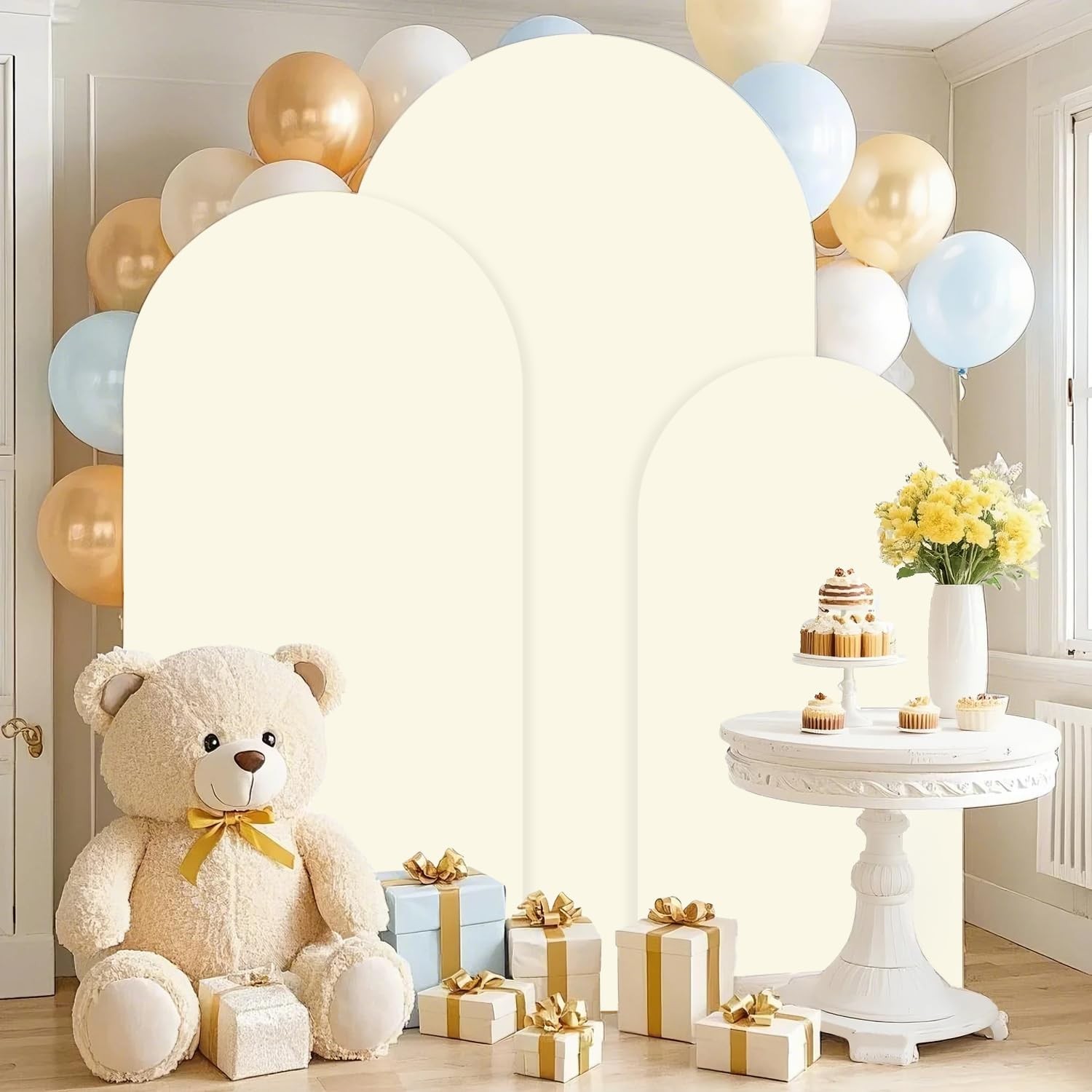 FUHSY Cream Arch Backdrop Covers for Spandex Backdrop Ivory Arch Covers Set o…