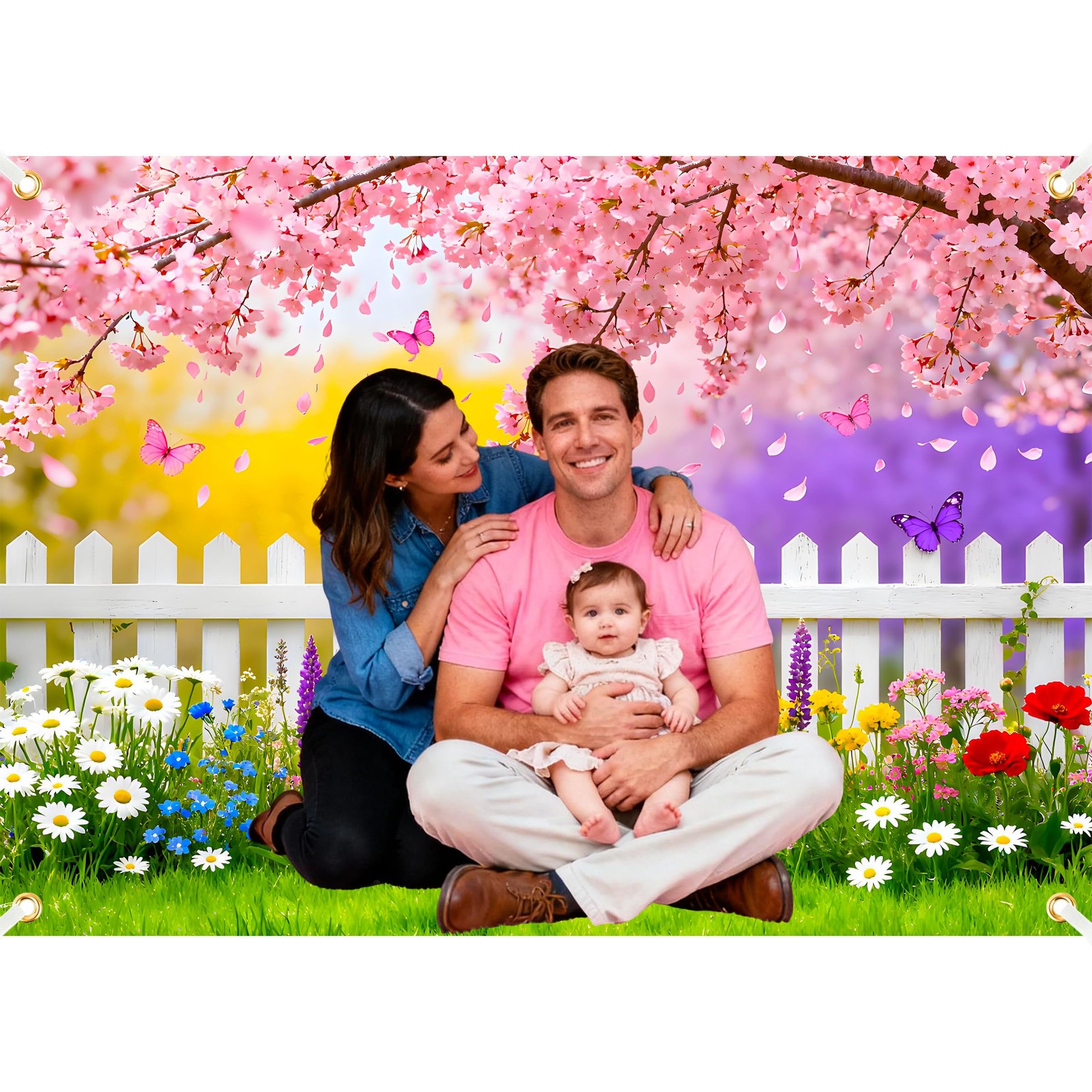 Spring Backdrop 7x5ft Garden Floral Polyester Pink 7×5 Ft,