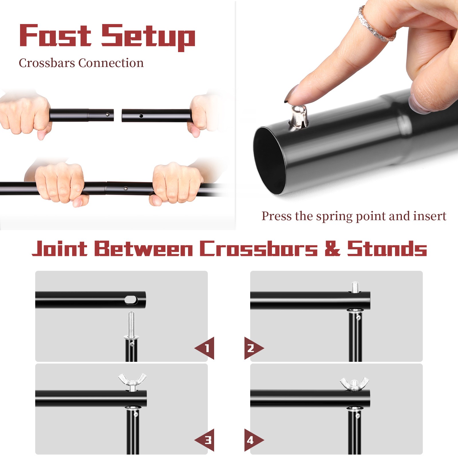 10Ft Photography Photo Backdrop Support Stand Set Background Kit with 3 Clips