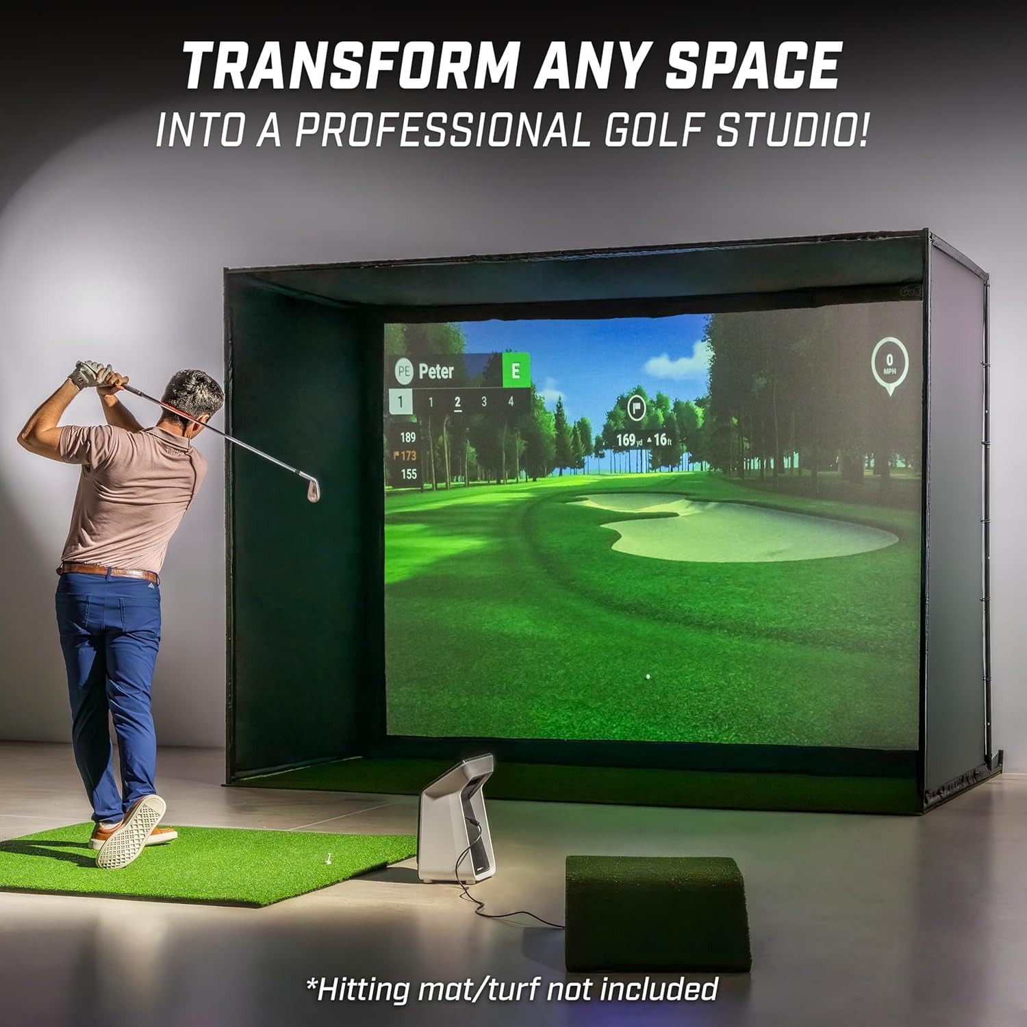 10 x 8 ft Golf Simulator Enclosure With Impact Screen Indoor Golf Training Cage