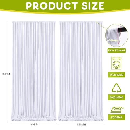 Backdrop Curtain for Parties 10x10FT Photo Backdrop Drapes for 10FTx10FT White