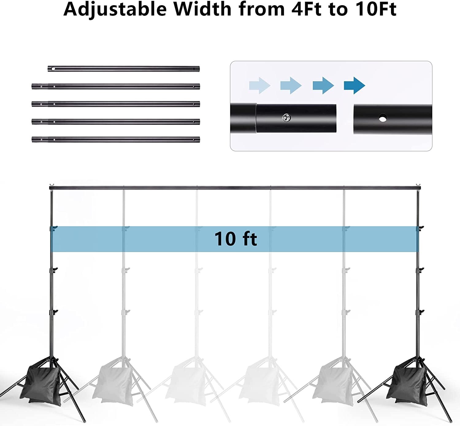 ZBWW Adjustable Backdrop Stand 8.5x10ft Photo Video Studio w/ 12 pcs Balloons