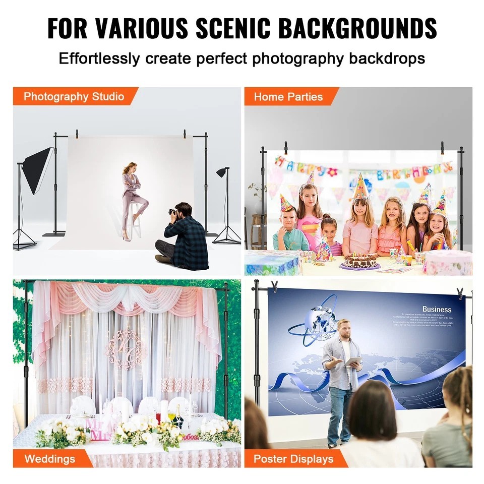 10×10 ft Backdrop Stand Pipe and Drape Kit Heavy Duty Carbon Steel Base Banner