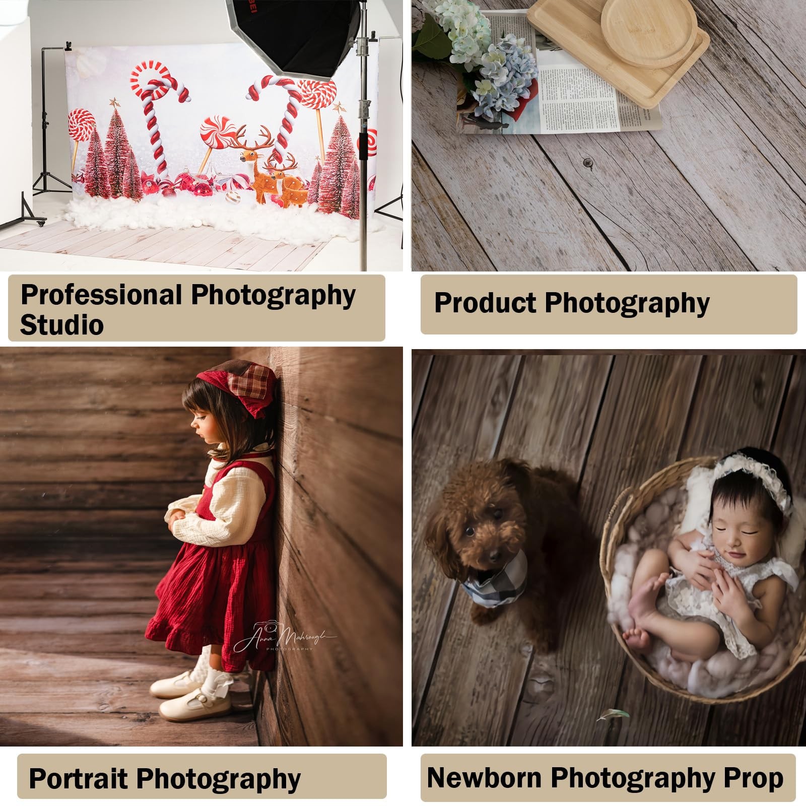 Kate Photography Floor Mats Deep Brown Wood Mat 8x5ft, Dark