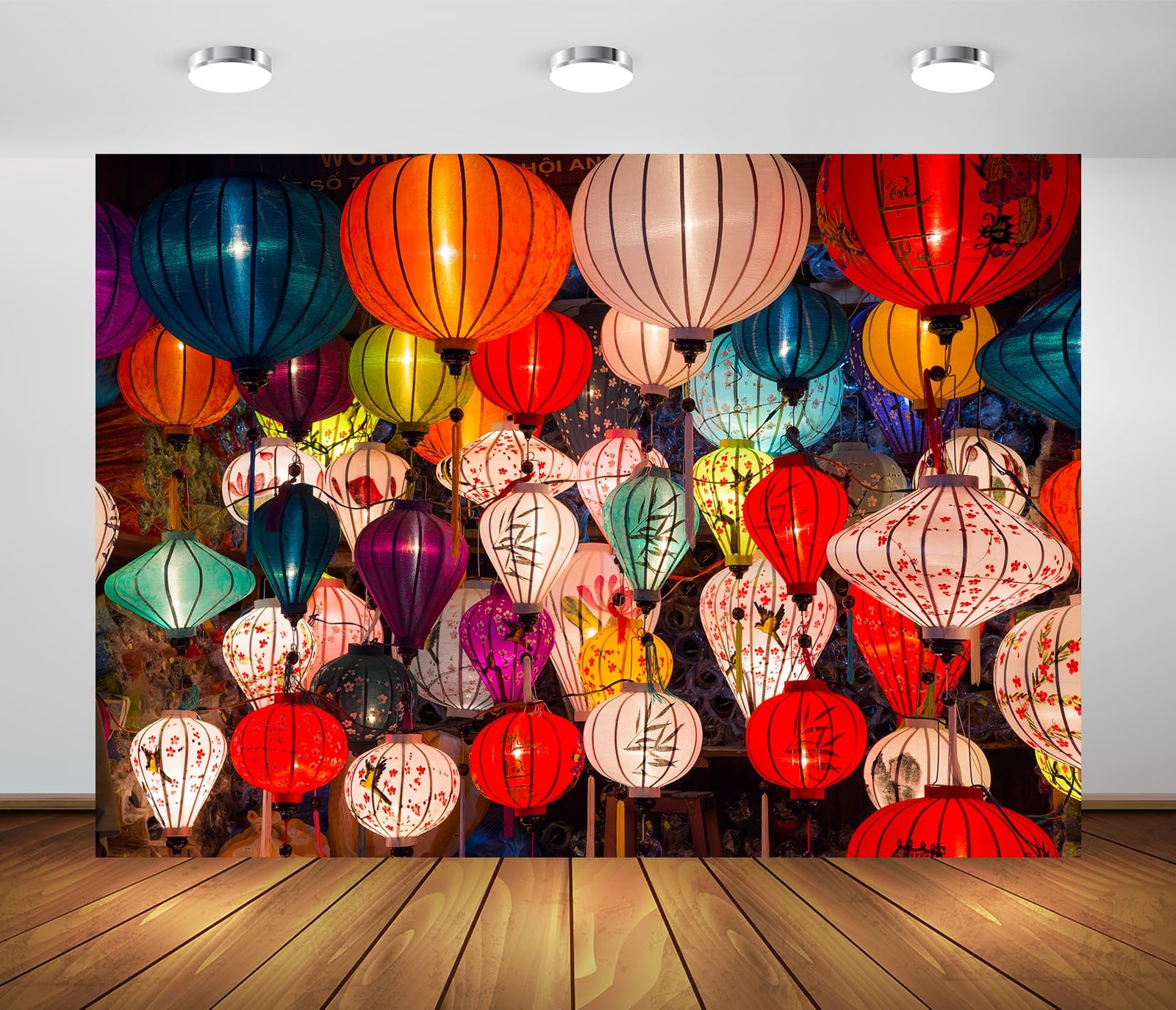 7x5ft Fabric Colorful Lanterns Backdrop Vietnamese New Year Chinese Spring Fe…
