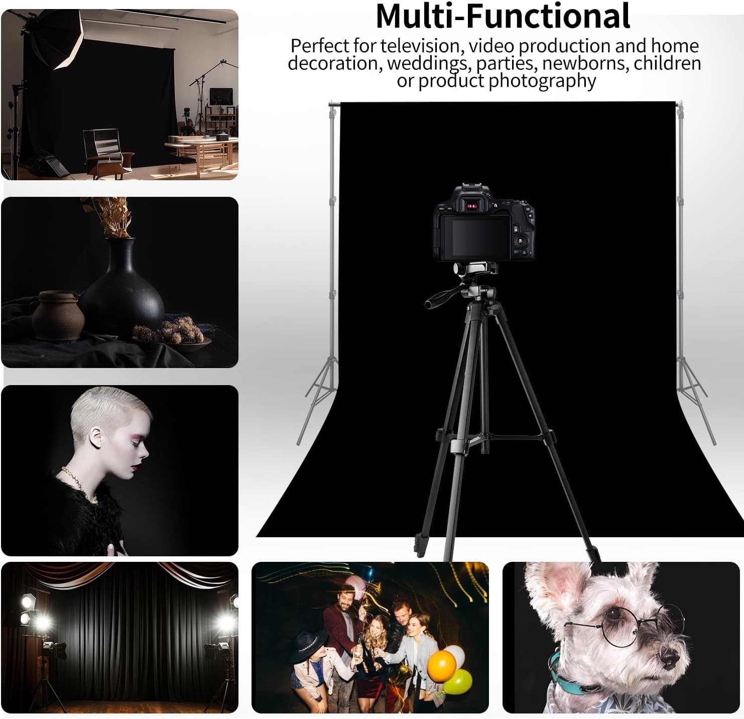 10 x 20 ft Backdrop Background Black Screen Black Backdrop Photography Video