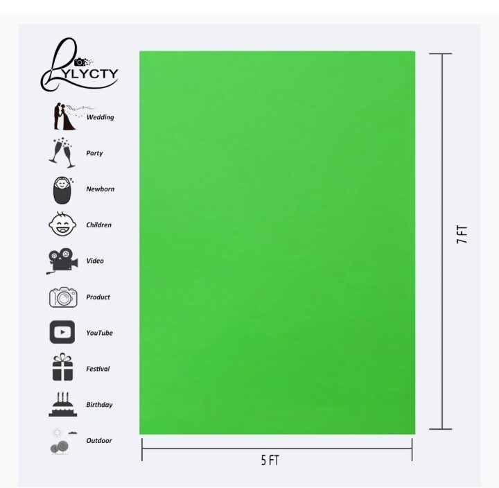 Lylycty Photo Booth Backdrop Green Fabric Selfie Stand Birthday 7×5 Ft NEW