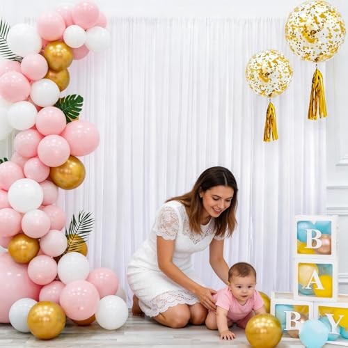 10x10ft White Backdrop Curtain for Parties Wedding, Curtain Backdrop for