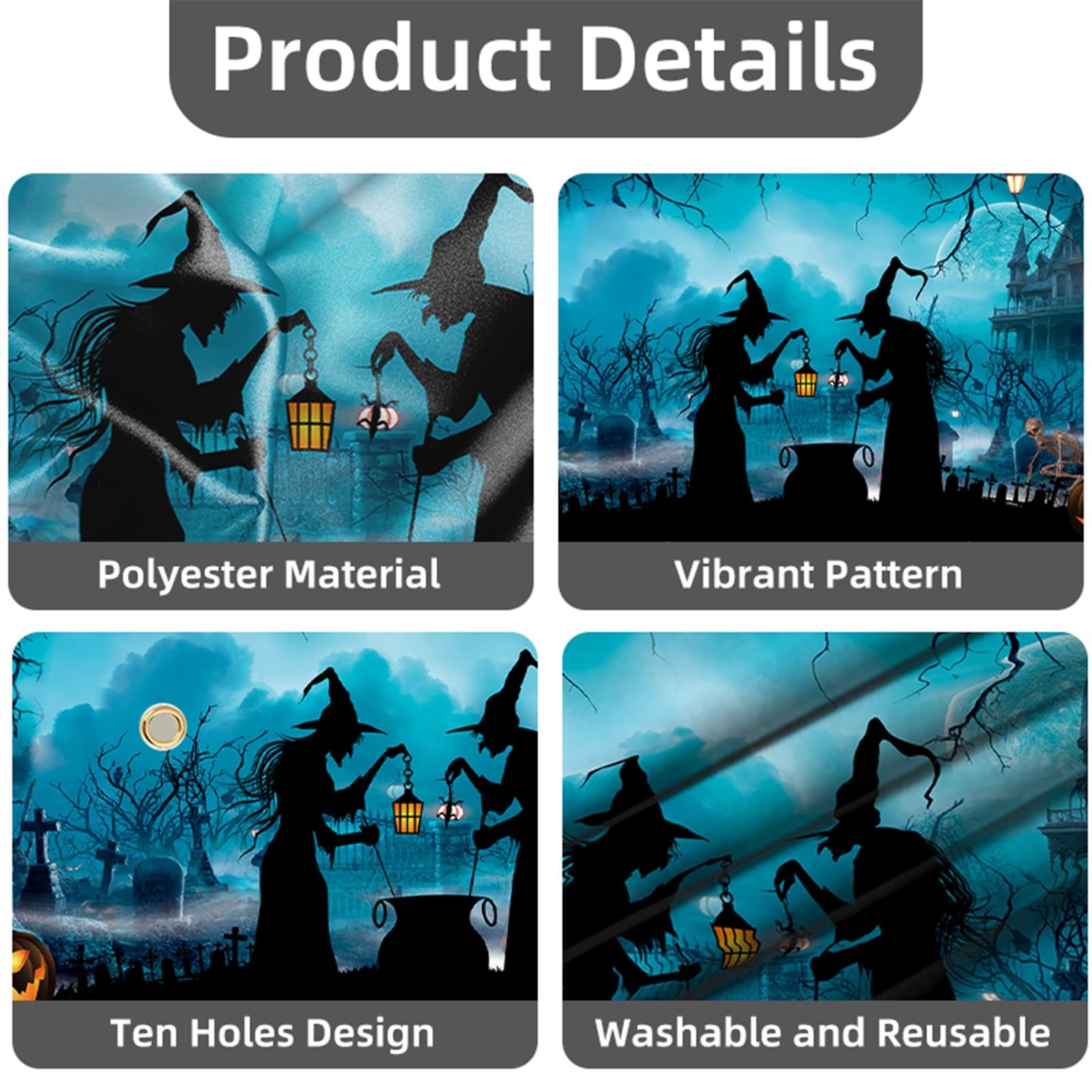 Halloween Garage Door Cover Banner 7x16ft Haunted House Witch Scary Graveyard…