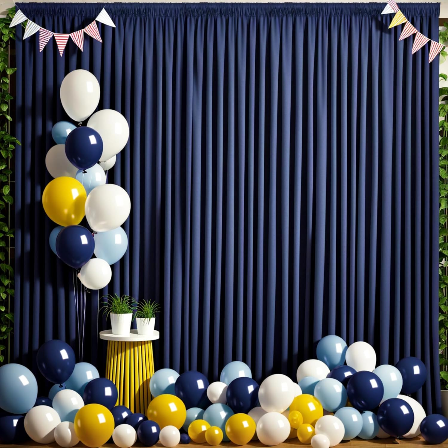20ft x 10ft Navy Blue Wrinkle-Free Backdrop Curtain for Events & Photos