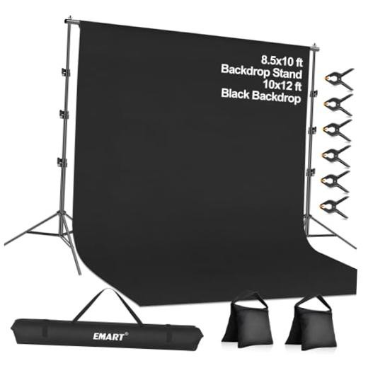 8.5 x 10 ft Adjustable Photo 8.5*10ft Backdrop Stand Black(10*12ft Backdrop)