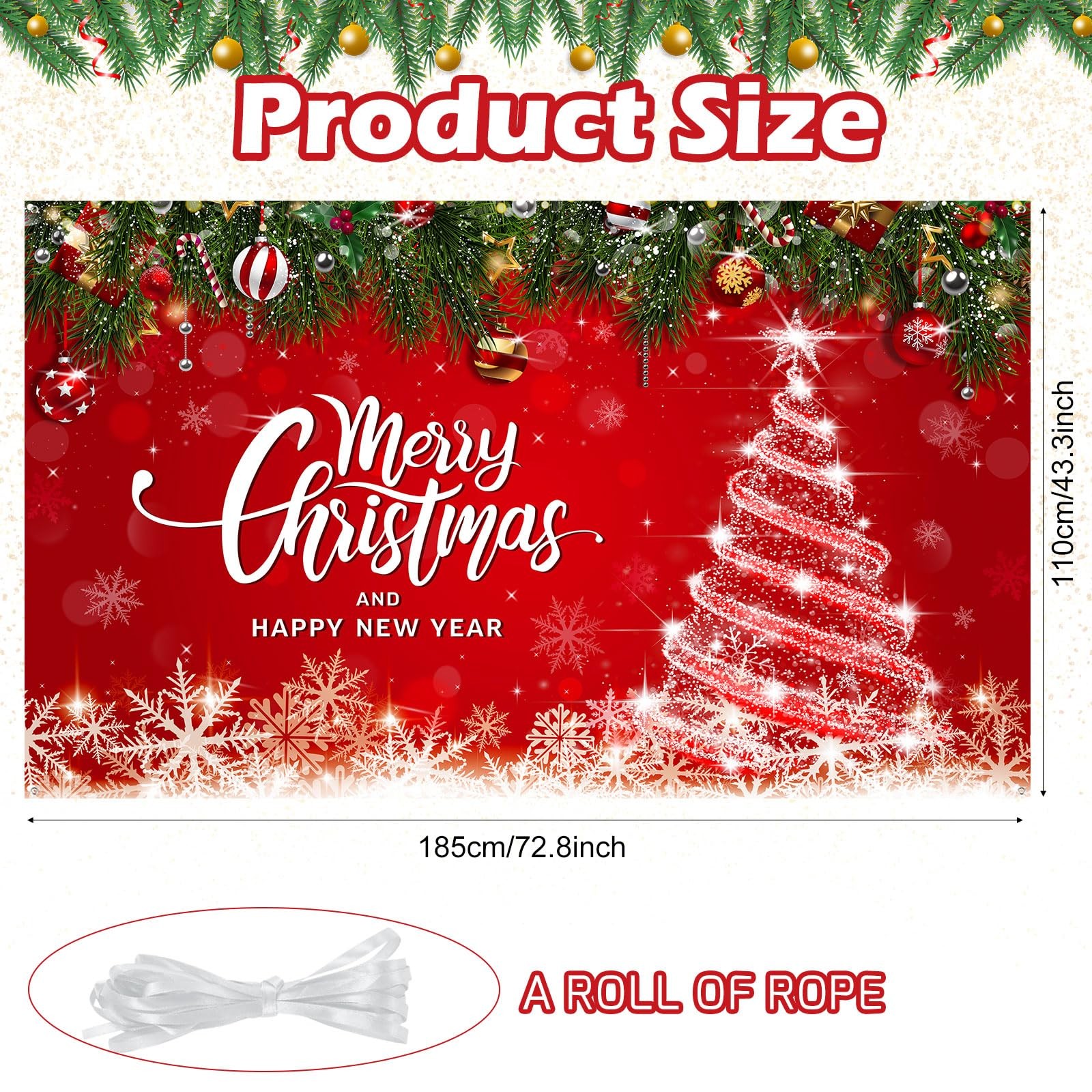 Irenare Christmas Backdrop Merry 72.8 x 43.3 inches, as the picture shown