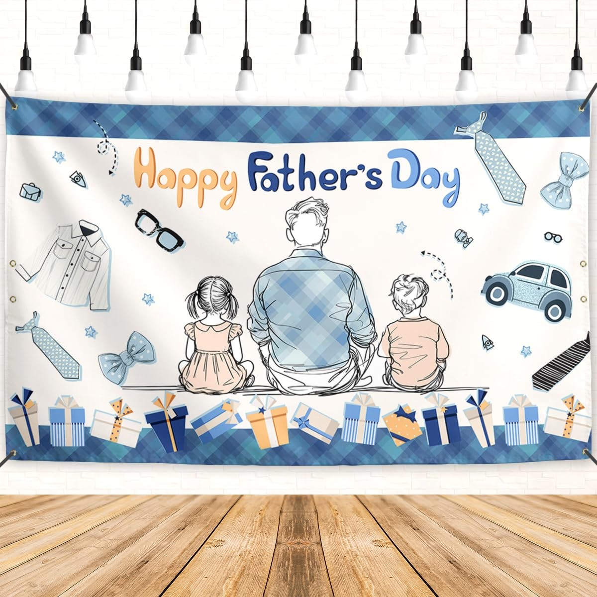 Father’s Day Banner Happy Fathers Day Backdrop Sign Best DAD Decor Happy Father’