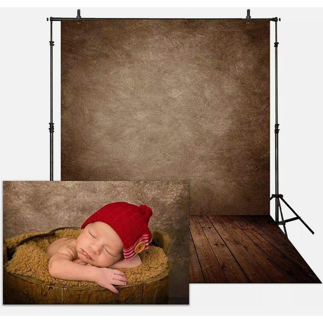 NEW Allenjoy Photography backdrop 5×7 ft. Fabric – Brown Wall w/ Wood Floor