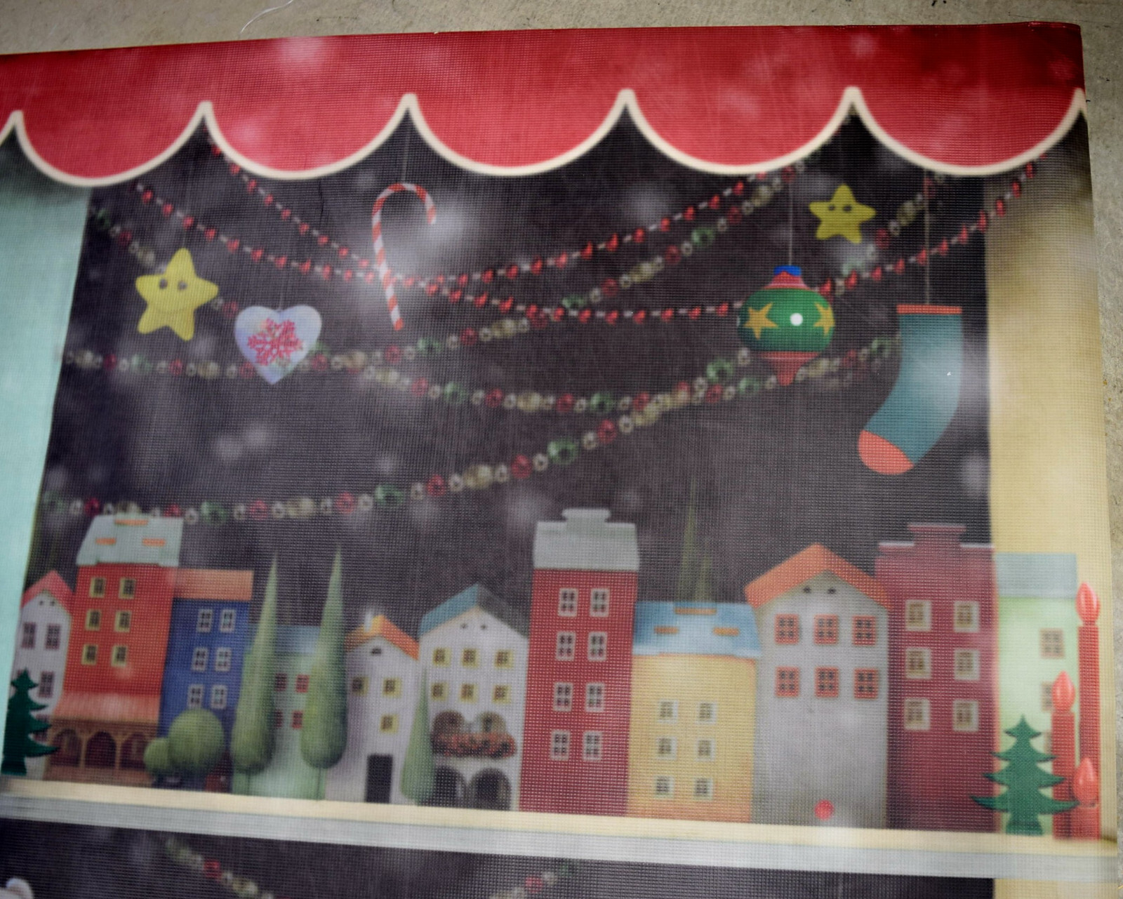 Holiday Photo Backdrop Prop CHRISTMAS SHOP reinforced Vinyl 9x6FT Immaculate!