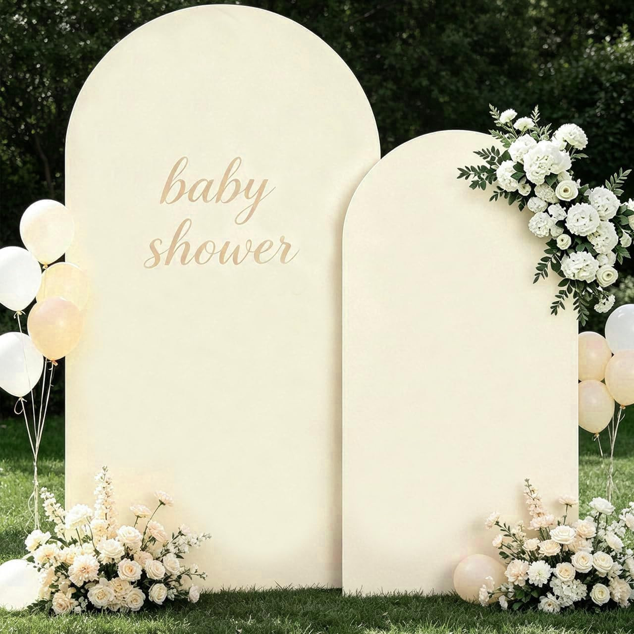 Beige Arch Covers 7.2 and 6Ft Wedding Arch Backdrop Cover Set of 2 Baby Shower B