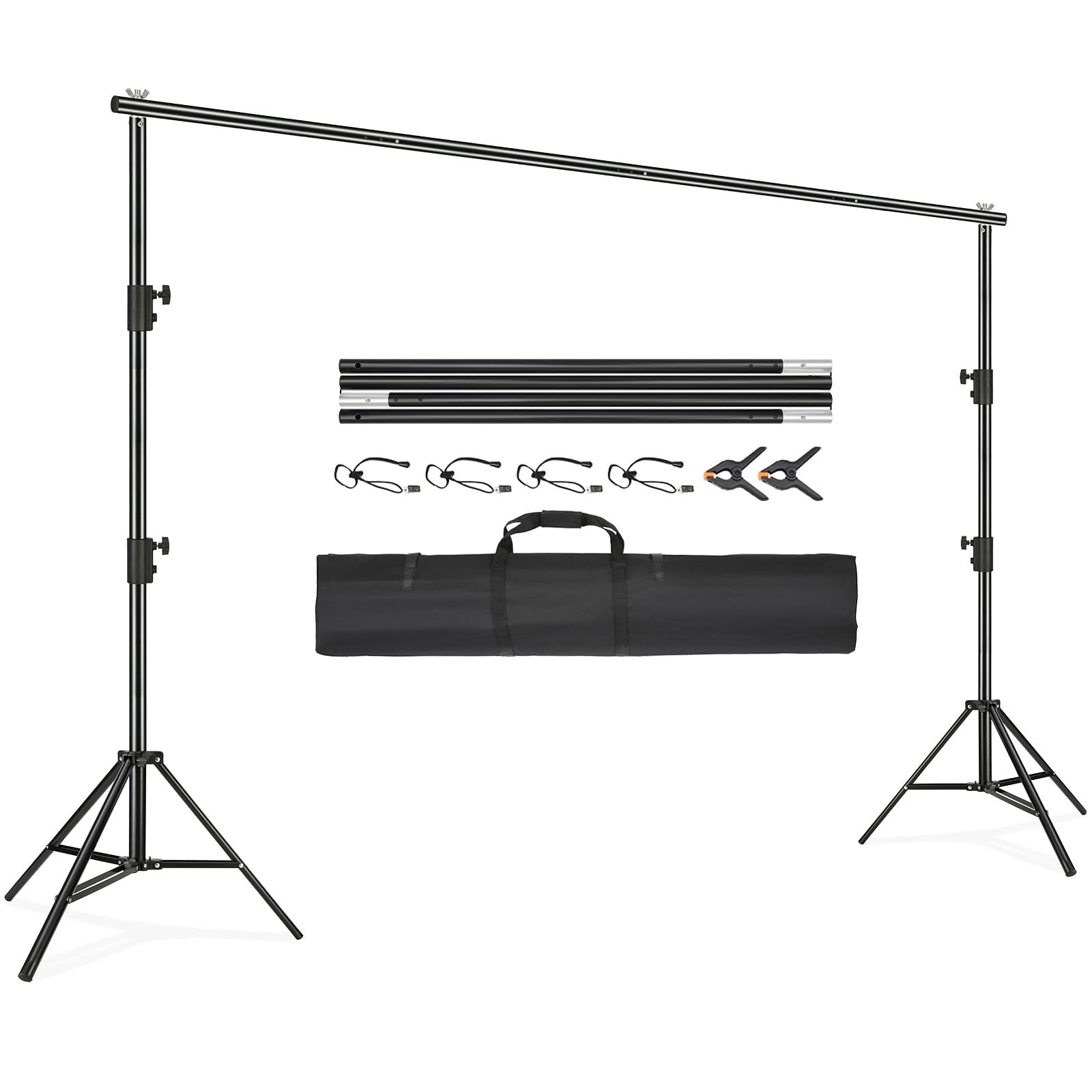 Heavy Duty Adjustable Backdrop Stand 11.5×9.6ft with Clamps & Carry Bag – Photog
