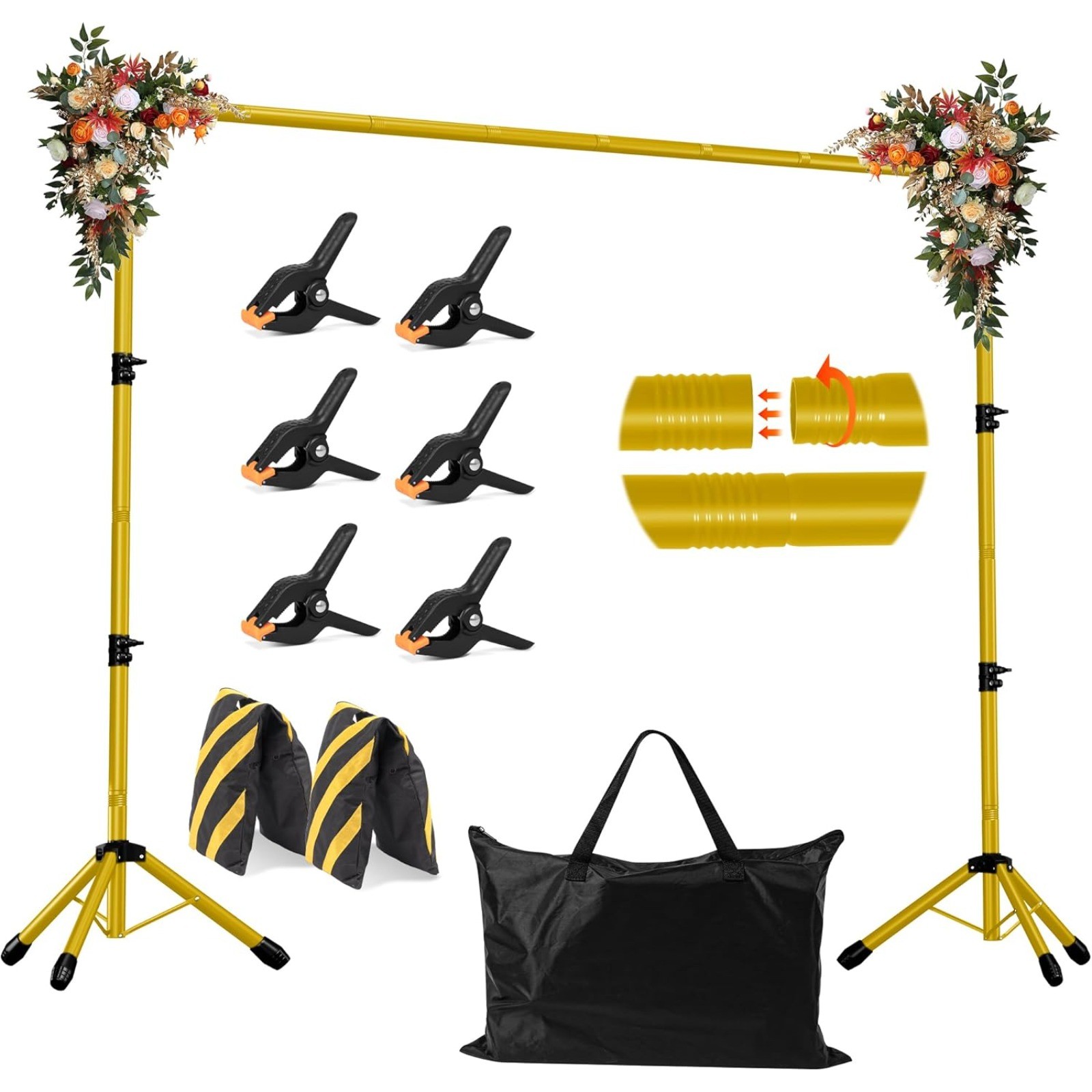 10 x 7.5 FT Portable Backdrop Background Stand Adjustable for Party Photography