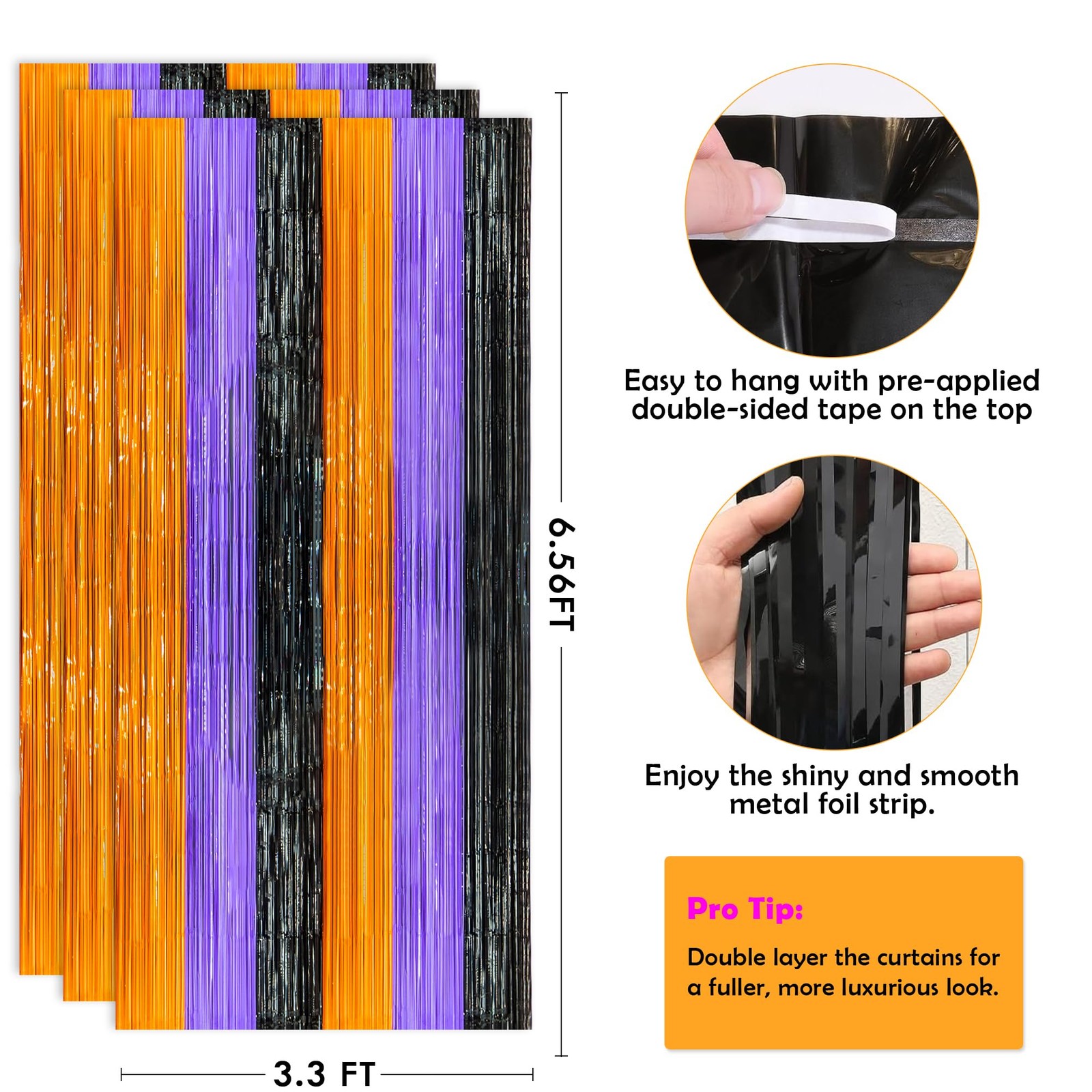OHOME Halloween Decorations – 3.3ft x 6.56ft, Black orange purple