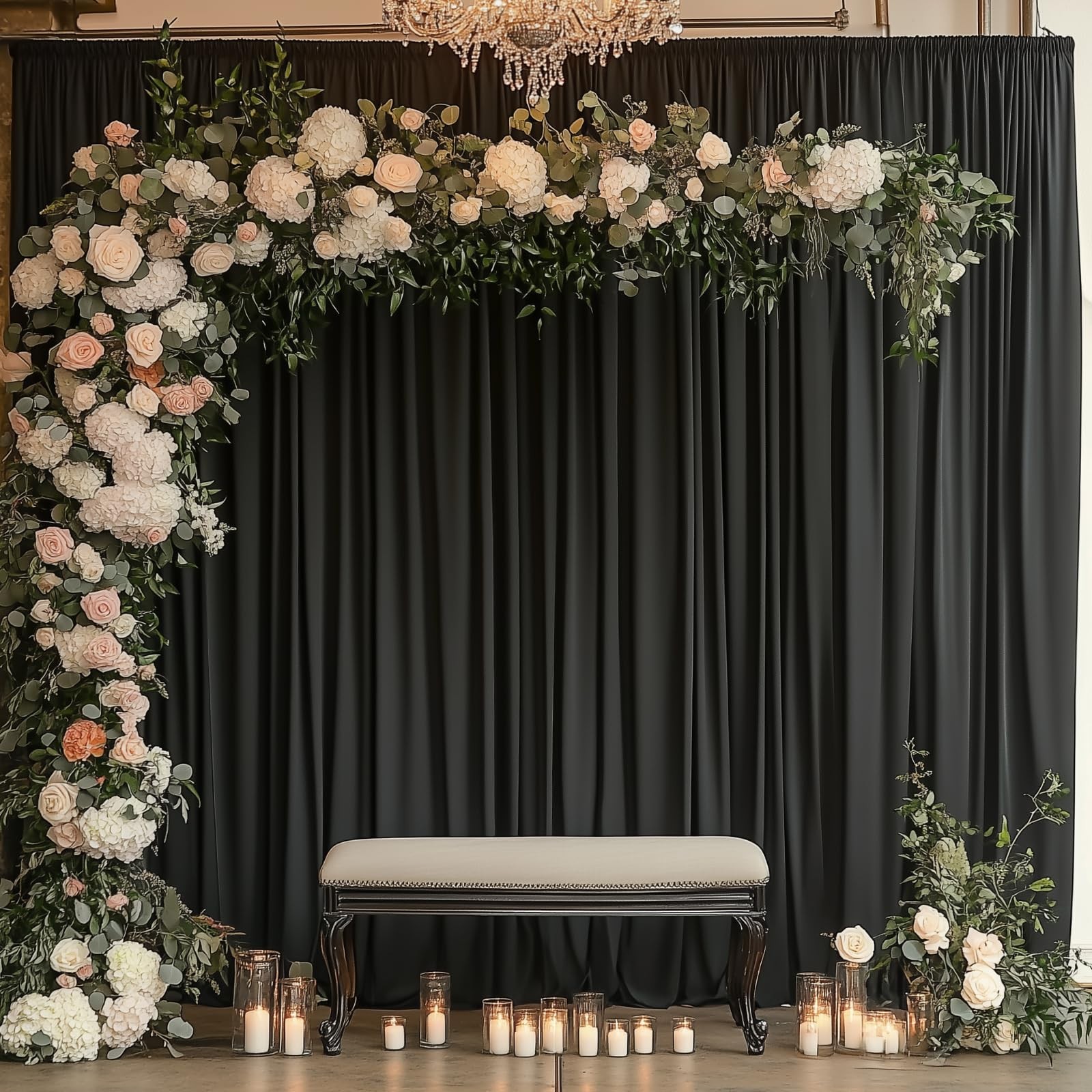 2 Panels 10×10 Ft Black Backdrop Curtains 5×10 Ft Wrinkle Free Soft Fabric