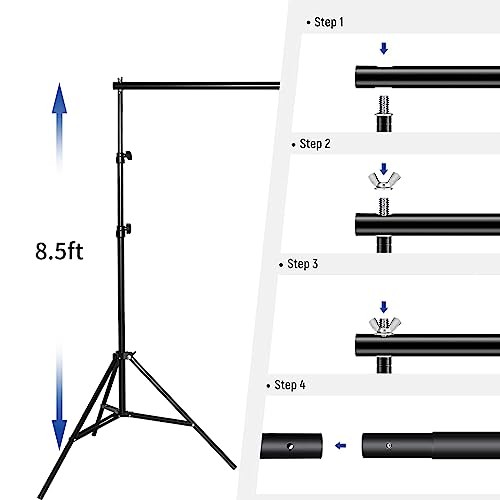 Backdrop Stand Kit 8.5x10ft,Adjustable Photo Video Studio Background BJJ 2.6x3M
