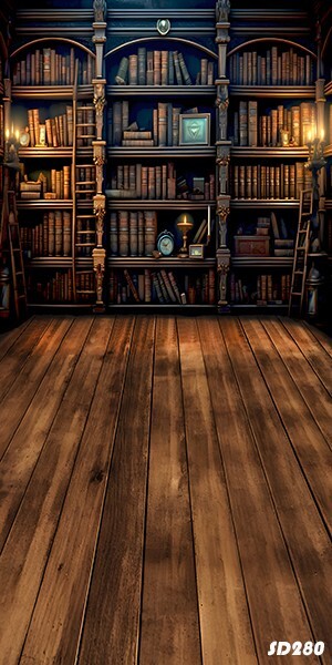 10’x20’Retro Bookcase Library Scenic Microfiber Fabric background backdrop SD280